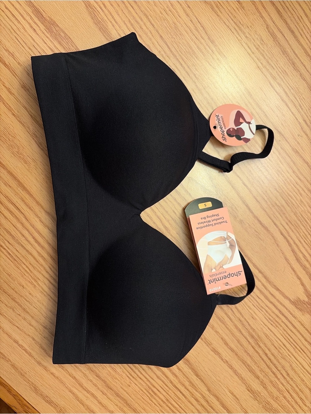 NWT Shapermint Black Seamless Wireless Light Support Bra - Size Small - Picture 2 of 5